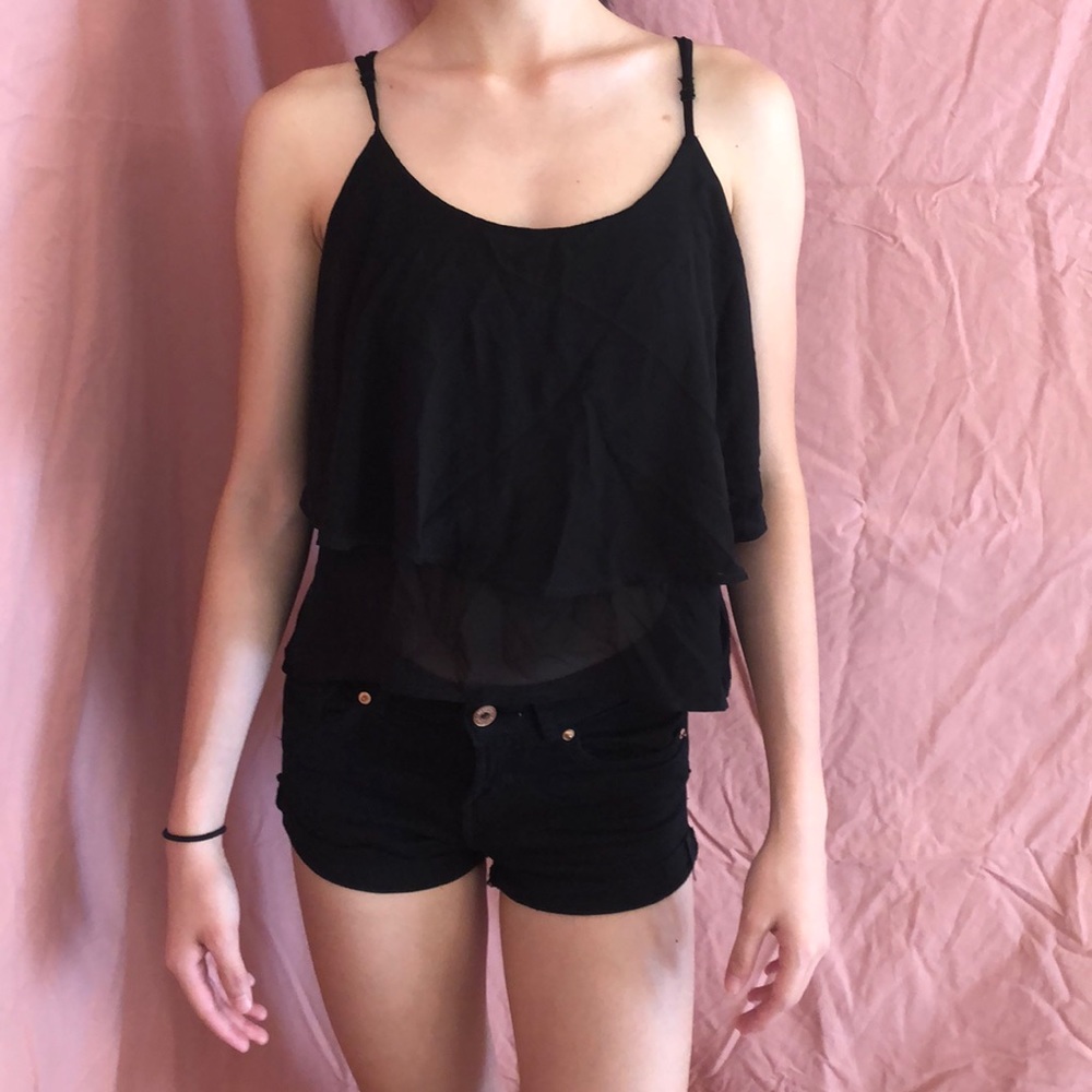 5/$25 Cute crop top with ruffles